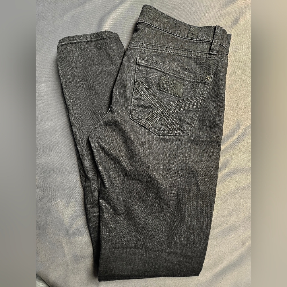 7 For All Mankind Women's 26 Gwenevere Super Skinny Stretch Denim Black Jeans